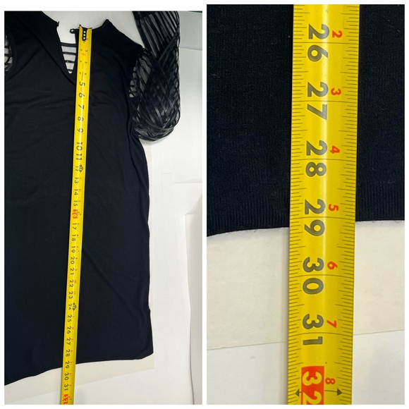 Anne Fontaine Dress Womens 40 Medium Black Sheer Stripe Mesh Mindy France - Picture 11 of 13